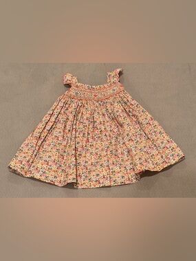 Pink floral smocked dress